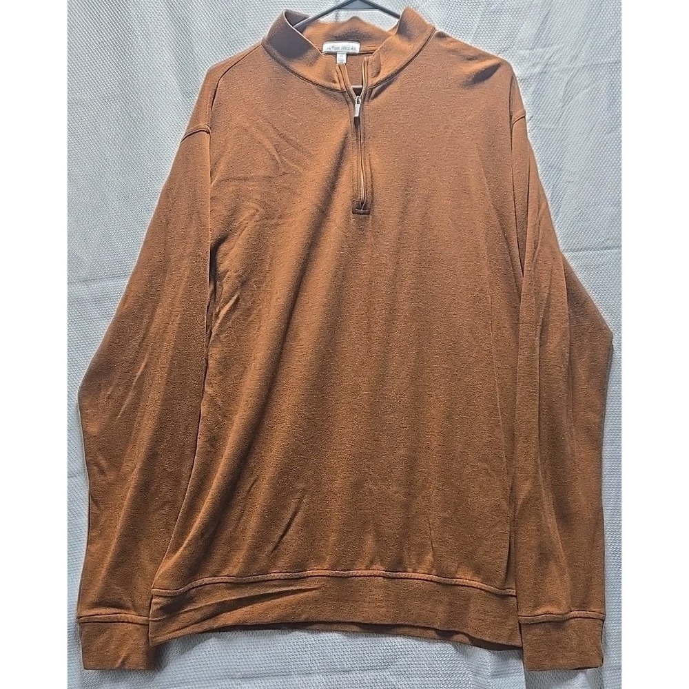 Peter Millar Mens 1/4 Zip Size XL Orange Pullover Rust Long sleeve
